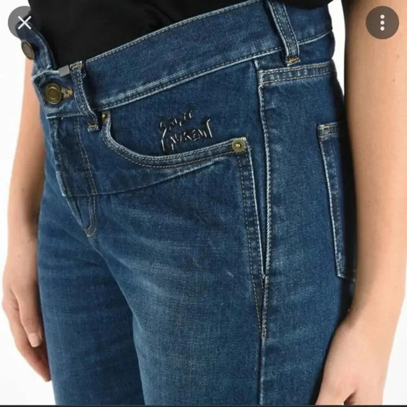 NWT Saint Laurent Asymmetrical Closure Straight Fit Jeans Blue Size 29 - Picture 2 of 8